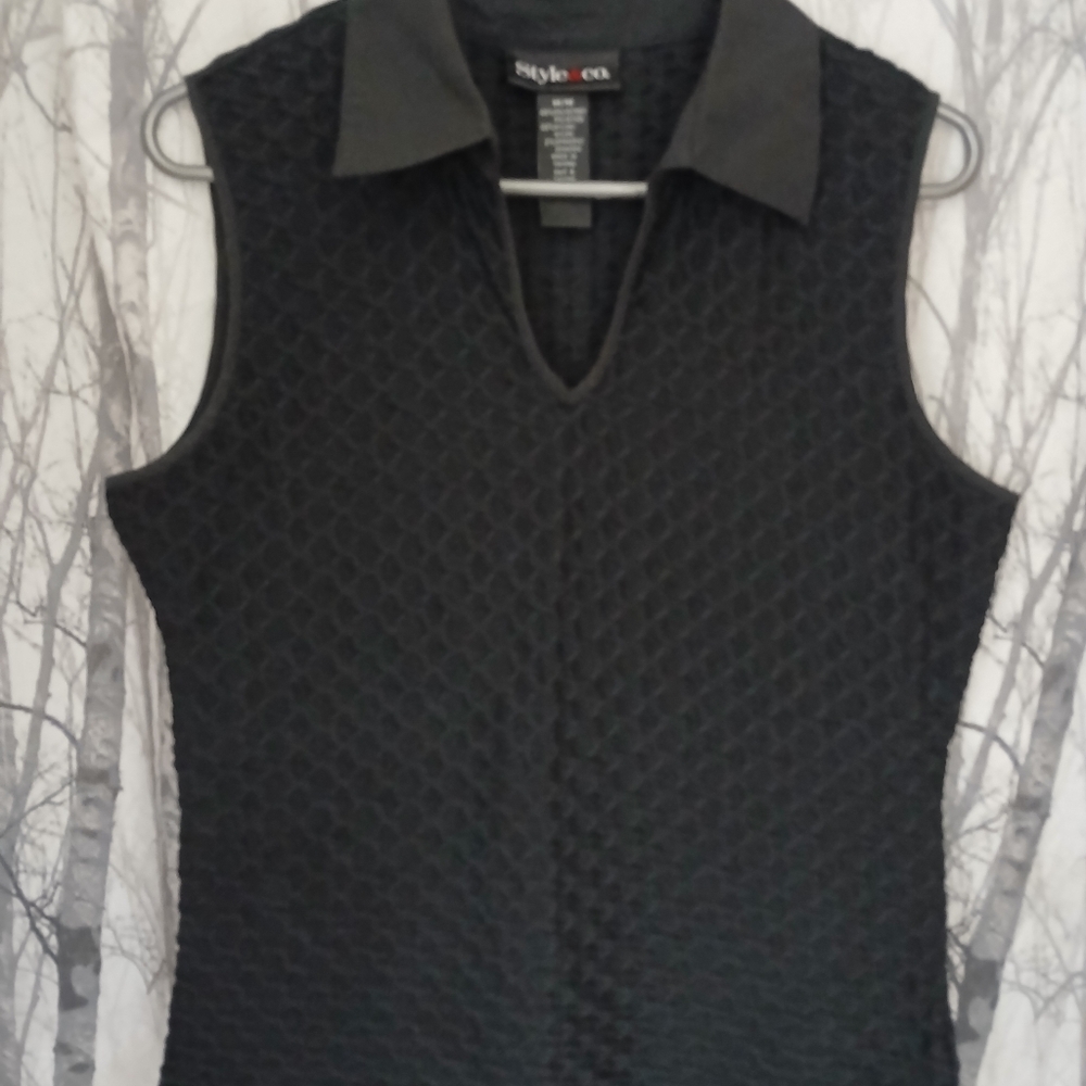 Style & Co. Black Textured Tank Top Ptp 18 L24